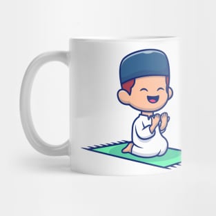 Cute boy moslem sitting and praying Mug